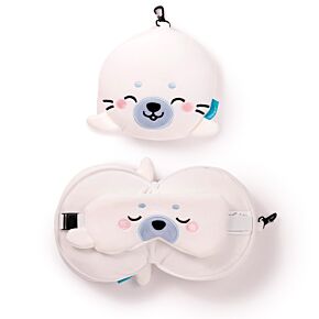 Relaxeazzz Adoramals Kai the Seal Plush Travel Pillow & Eye Mask