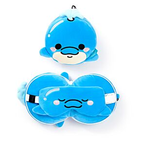 Relaxeazzz Adoramals Blu the Dolphin Plush Travel Pillow & Eye Mask