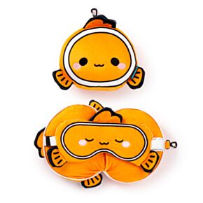 Relaxeazzz Adoramals Finley the Clown Fish Plush Travel Pillow & Eye Mask