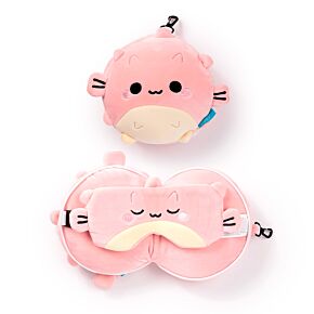 Relaxeazzz Adoramals Puff the Puffer Fish Plush Travel Pillow & Eye Mask