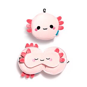 Relaxeazzz Adoramals Maddie the Axolotl Travel Pillow & Eye Mask Relaxeazzz Adoramals Maddie the Axolotl Travel Pillow & Eye Mask