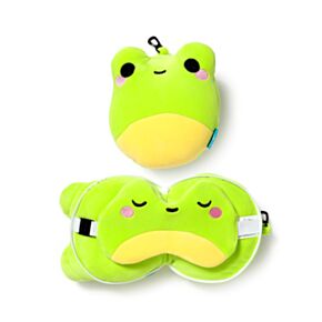 Relaxeazzz Silas the Frog Adoramals Travel Pillow & Eye Mask