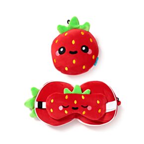 Relaxeazzz Elidi the Strawberry Foodiemals Travel Pillow & Eye Mask