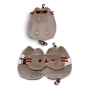 Relaxeazzz Pusheen Cat with Sunglasses Shaped Travel Pillow & Eye Mask