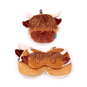 Relaxeazzz Highland Coo Plush Travel Pillow & Eye Mask
