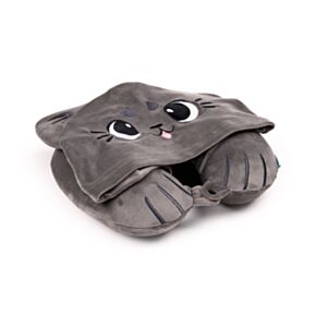 Hoodeazzz Beans & Co Pepper the Cat Plush Memory Foam Travel Pillow & Hood