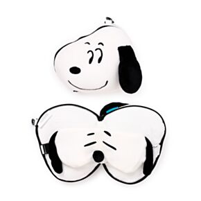 Relaxeazzz Peanuts Snoopy Shaped Plush Travel Pillow & Eye Mask