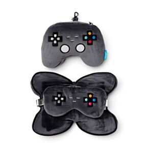 Relaxeazzz Game Over Game Controller Shaped Plush Travel Pillow & Eye Mask