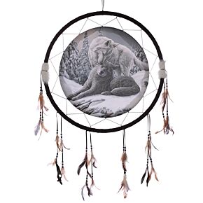 Lisa Parker Snow Kisses Wolf Dreamcatcher 60cm