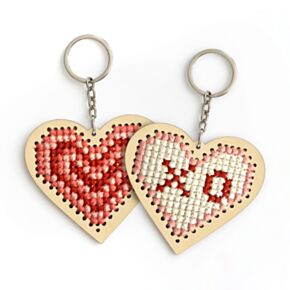 Amore Heart Cross Stitch DIY Keyring