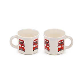 London Souvenir Red Bus Set of 2 Porcelain Espresso Cups