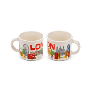 London Souvenir London Landmarks Set of 2 Porcelain Espresso Cups