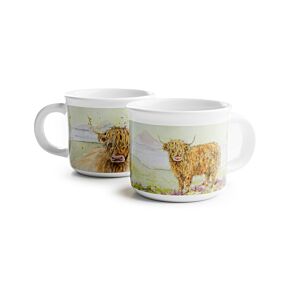 Jan Pashley Highland Coo Set of 2 Porcelain Espresso Cups