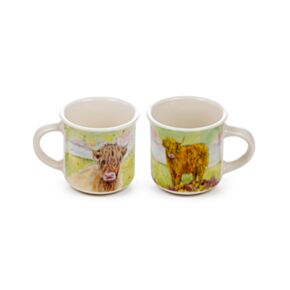 Jan Pashley Highland Coo Cow Set of 2 Porcelain Espresso Cups 75ml