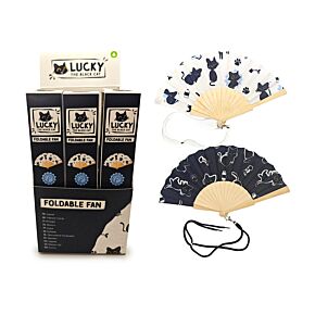 Lucky the Black Cat Folding Hand Fan Lucky the Black Cat Folding Hand Fan