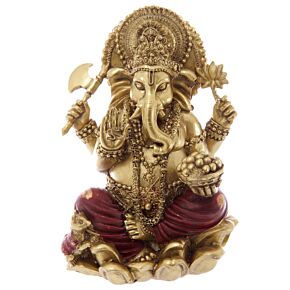 Gold & Red Ganesh Statue 16cm