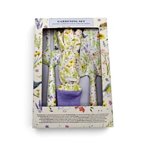 Jan Pashley Wings & Wildflowers 3 Piece Trowel, Fork & Gloves Gardening Gift Set