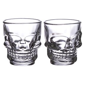 Set of 2 Skulls and Roses Glass Skull Shot Glasses (60ml) Set of 2 Skulls and Roses Glass Skull Shot Glasses (60ml)