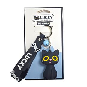 Lucky the Black Cat 3D Bag Charm Keyring