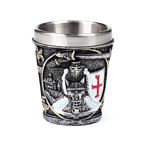 Decorative Medieval Knight with White & Red Shield Shot Glass