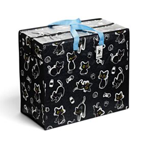 Lucky the Black Cat Zip Up Laundry Storage Bag