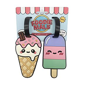 Foodiemals Ice Cream & Ice Lolly PVC Luggage Tag Set of 2
