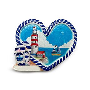 Souvenir Seaside Magnet Heart Shaped Lighthouse & Boat Souvenir Seaside Magnet Heart Shaped Lighthouse & Boat
