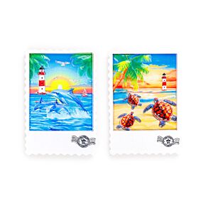 Souvenir Seaside Magnet Stamp Shaped with Turtles & Dolphins Souvenir Seaside Magnet Stamp Shaped with Turtles & Dolphins
