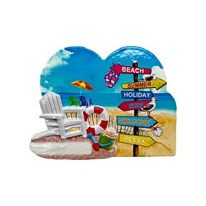 Souvenir Seaside Magnet Heart Shaped with Beach Signs & Deck Chair Souvenir Seaside Magnet Heart Shaped with Beach Signs & Deck Chair
