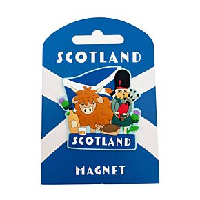 Highland Coo & Piper Scotland Souvenir PVC Magnet Highland Coo & Piper Scotland Souvenir PVC Magnet