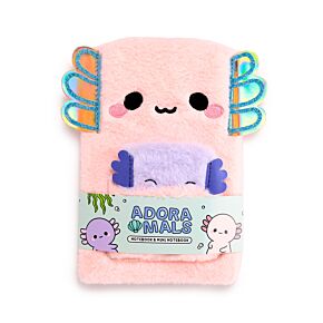 Adoramals Maddie the Axolotl Plush Notebook with Pouch & Mini Notebook