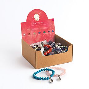 Gemstone Round Beads Beaded Bracelet with Lucky Charm