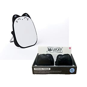 Lucky the Black Cat Free Standing Mini Compact Mirror