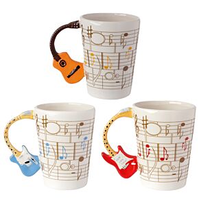 Guitar with Sheet Music Decal Ceramic Shaped Handle Mug Guitar with Sheet Music Decal Ceramic Shaped Handle Mug
