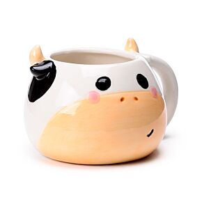 Black and White Cow Head Ceramic Shaped Mug