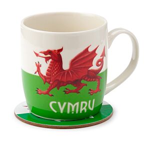 Welsh Dragon Wales (Cymru) Souvenir Porcelain Mug & Coaster Set Welsh Dragon Wales (Cymru) Souvenir Porcelain Mug & Coaster Set
