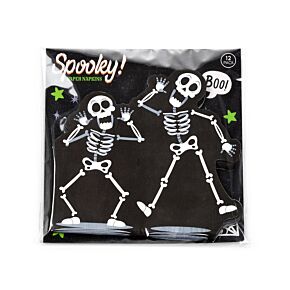Halloween Skeleton Pack of 12 3ply Paper Party Napkins Halloween Skeleton Pack of 12 3ply Paper Party Napkins