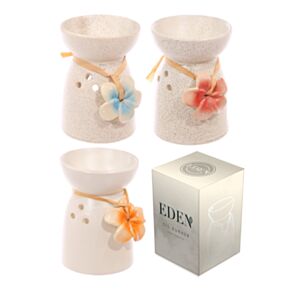 Eden Speckled Cream Ceramic Oil & Wax Melt Burner with Flower