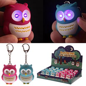 Pink & Blue Hooting Owl LED Keyring with Sound Pink & Blue Hooting Owl LED Keyring with Sound