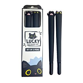 Lucky the Black Cat Set of 2 Fine Tip Pens Lucky the Black Cat Set of 2 Fine Tip Pens