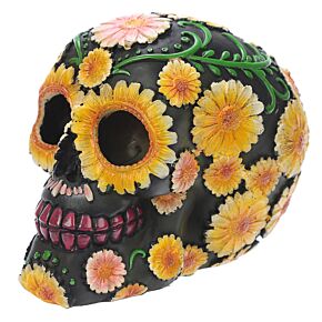 Day of the Dead Skull Head with Daisy Floral Motif Day of the Dead Skull Head with Daisy Floral Motif