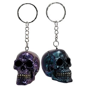 Skulls and Roses Dark Metallic and Gold Skull Keyring Skulls and Roses Dark Metallic and Gold Skull Keyring