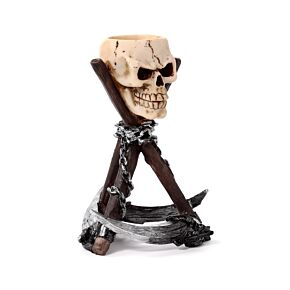 Skull Head with Scythe Tripod Tea Light Candle Holder Skull Head with Scythe Tripod Tea Light Candle Holder