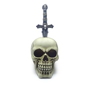 Skull with Metal Sword in Head Ornament