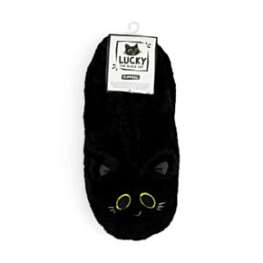 Lucky the Black Cat Anti-Slip Plush Slip On Slippers EU39-41/UK6-8