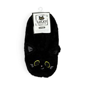 Lucky the Black Cat Anti-Slip Plush Slip On Slippers EU36-38/UK3-5