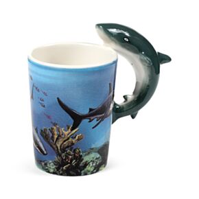 Lisa Parker Shark Decal Ceramic Shaped Handle Mug