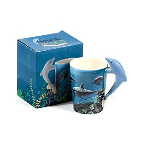Dolphin Underwater Decal Ceramic Shaped Handle Mug Dolphin Underwater Decal Ceramic Shaped Handle Mug