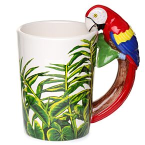 Parrot with Jungle Decal Ceramic Shaped Handle Mug Parrot with Jungle Decal Ceramic Shaped Handle Mug