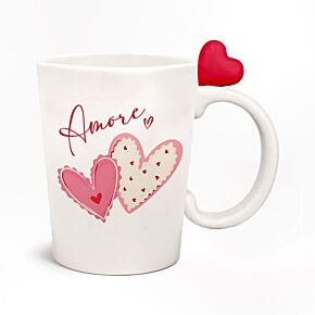 Amore Hearts Ceramic Shaped Handle Mug Amore Hearts Ceramic Shaped Handle Mug
